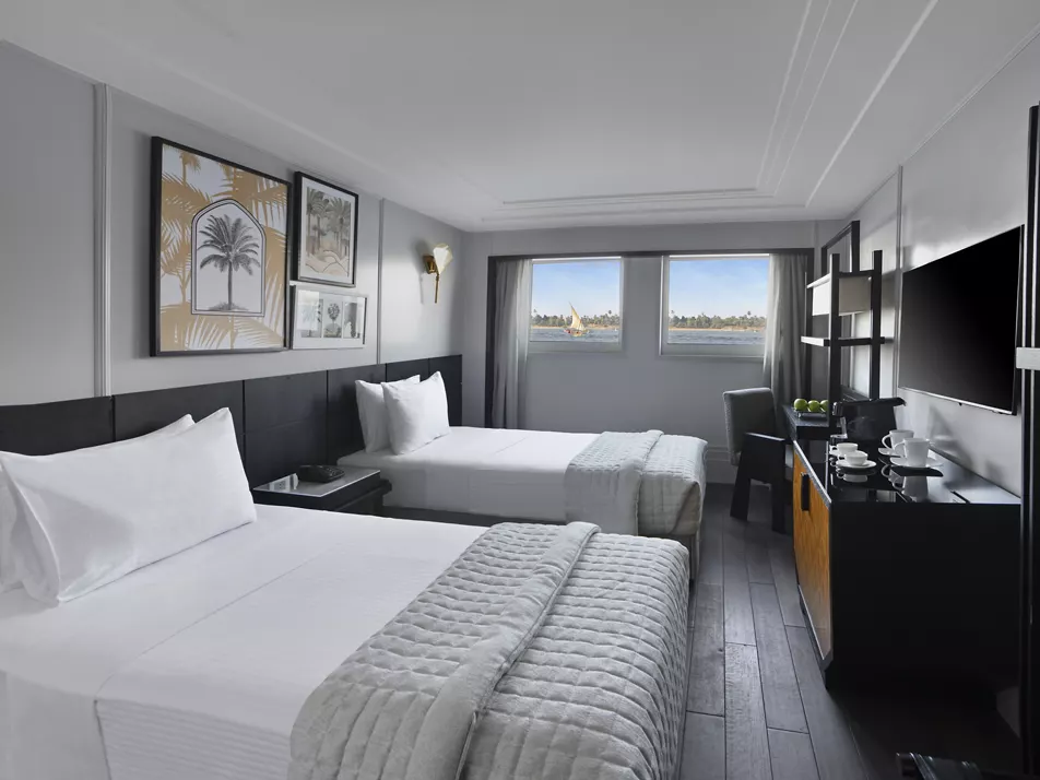 Cabin aboard the Mövenpick MS Sun Ray Nile cruise
